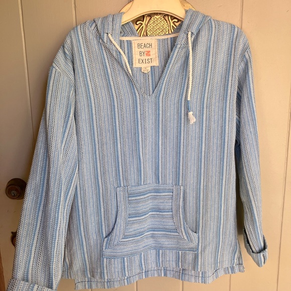 Beach By Exist Tops - Beach by exist blue stripe hooded top